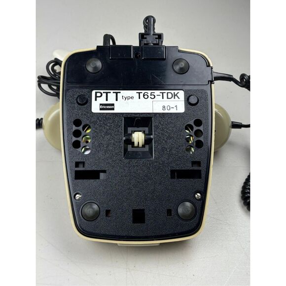 Vtg Ericsson PTT T65-TDK Dutch Beige Touch Tone Telephone w/ Microphone Handset - Picture 10 of 10